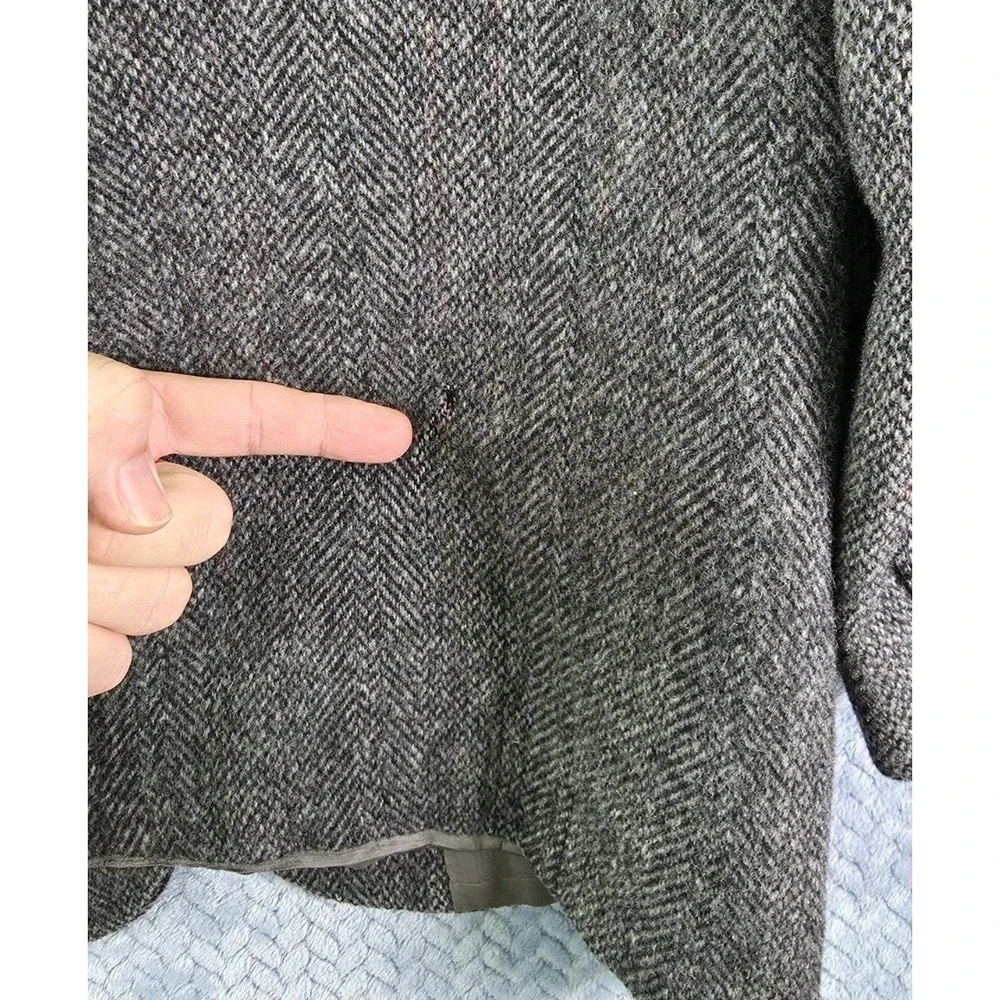 New England Herringbone Grey Tweed Sportcoat Mens Size 40L 100% Wool Made In USA